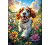 Cachorro de cavalier king charles en el jardín de flores Puzzles 300 Piezas Construir Maquetas Detalladas Cuento de hadas acompañante mágico Rompecabezas Para Adultos Desafío Intelectual Juguete Educa