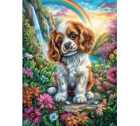 Cachorro de Cavalier King Charles Spaniel en el jardín Puzzle 1000 Piezas Cartón Blanco Premium para Coleccionistas Cuentos de Hadas de Animales y Plantas Entrenamiento Memoria Hobby Colección Oferta