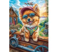 Cachorro de Chihuahua con Sombrero sobre un maletín Rompecabezas 300 Piezas Cartón para Adultos Y Adolescentes Animales y Plantas Hobby Colección Toda La Familia Decoración Única Hogar