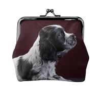 Cachorro de Cocker Spaniel Blanco y Negro,Monedero de Piel sintética, Carteras pequeñas, Monedero con Cierre de Broche