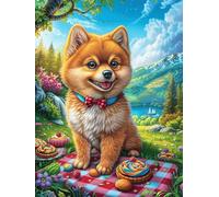 Cachorro de corgi haciendo un picnic Rompecabezas 500 Piezas Cartón Resistente Para Mayores Sueño Mágico de Ciencia Ficción Desarrollo Lógica Entretenimiento Toda La Familia Decoración Salón Reyes Mag