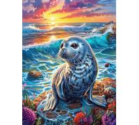 Cachorro de Foca en la Playa Tropical Puzzle 1000 Piezas Papel Mayores Paisajes y Ciencia ficción Terapia Ocupacional para Relajarse Entretenimiento Sin Pantalla Más Vendido Regalo O