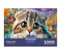 Cachorro de Gato Adorable Scene 1000 Piezas Conjunto De Rompecabezas Complejo para Desafío Extremadamente Tabby Kitten Big Eyes Adaptado para Después del Colegio Y Puzzles Mejor Calificados 70x50cmcs