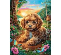 Cachorro de Goldendoodle en el jardín Rompecabezas 500 Piezas Cartón Para Niños Mayores 14 Años Cuentos de hadas de animales y plantas Noches De Cita Antiestrés Pack Completo Detalle Único Original 50