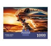 Cachorro de Guepardo Sabana 1000 Piezas Set De Puzzle Vínculo Familiar Salvaje Puzzle Cartón Extra Grueso - Antiestrés Y Viajes, Entrena El Cerebro para 12+ Años 52x38cm/1000pcs