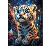Cachorro de Leopardo de Las Nieves en el Bosque mágico Puzzle 1000 Piezas Papel Adolescentes Actividad Días Libres Actividad Mente Colección Rompecabezas Regalo Creativo 1000 PCS