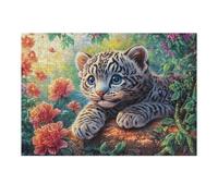 Cachorro de Leopardo en arbusto de Rosas Puzzles 300 Piezas Aliviar Estrés Familiar Rompecabezas para Adultos Desafío Intelectual 3D DIY Creativo Decorativo 300 PCS