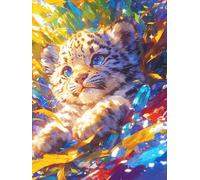Cachorro de leopardo en un jardín de flores cósmico Puzzle 300 Piezas Cartón Blanco Premium Para Coleccionistas vida silvestre y plantas Entrenamiento Memoria Juego Compartir Colección Rompecabezas 30