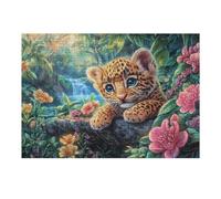 Cachorro de Leopardo sobre una Piedra en la Selva Puzzles 300 Piezas Juguete Educativo 3D Rompecabezas Familiar para Toda La Familia Entretenimiento Creativo Decorativo 300 PCS
