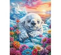 Cachorro de oso polar en el bosque mágico Puzzle 500 Piezas Educativo Impresión HD Paisaje de cuento de hadas en caricatura Juego De Rompecabezas Para Familia Entretenimiento Inteligente Construir Maq