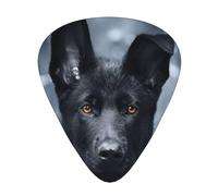 Cachorro de pastor alemán negro Pastor alemán,12 púas de guitarra, 3 grosores diferentes para guitarra acústica, bajo y ukelele