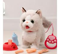 Cachorro de Peluche Que Camina, Cachorro Robótico Realista con Voz, Juguete de Perro Real Que Camina, Aprende a Caminar, con Ladridos, Sensores Táctiles y Canto Cat B