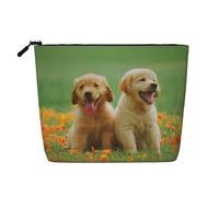 Cachorro de Perro Golden Retriever,Neceser de Maquillaje de imitación Lino, Neceser de Viaje portátil