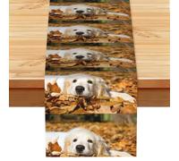 Cachorro de Perro Perezoso Impreso,Camino de Mesa de Lino sintético para el hogar, Fiestas, comedores, 33 x 183 cm