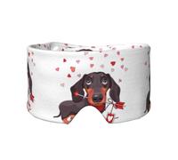 Cachorro de perro salchicha, animal, amor, flecha,Máscara para ojos con bloqueo de luz y protección ocular completa para dormir, orejeras y ojos.