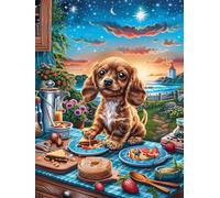 Cachorro de perro salchicha haciendo un picnic Puzzle 500 Piezas Cartón Blanco Premium Para Coleccionistas Animales y Plantas Desarrollo Cognitivo Ocio Tranquilo Casa Compatible Marco Estándar 500 PCS
