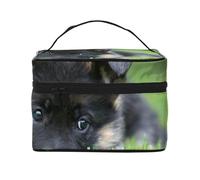 Cachorro de Samoyedo Blanco con Lazo peludoBolsa de Maquillaje, Bolsa de Cosméticos Portátil para Mujer-Organizador de Cosméticos de Viaje, Regalo para Momentos Especiales