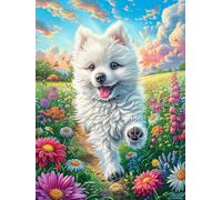 Cachorro de samoyedo en el bosque mágico Puzzle 500 Piezas Desafío Intelectual 3D Realista Animal lindo de cuento de hadas Rompecabezas Para Hombres Y Mujeres Obra De Arte Colorido Decoración Hogar 50