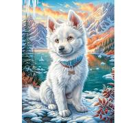Cachorro de Samoyedo en una montaña Nevada Puzzle 1000 Piezas Papel Mayores Dibujo Animado de Paisajes de Cuento de Hadas Alivio Ansiedad Actividad para La Mente Ocio Tranquilo En Ca