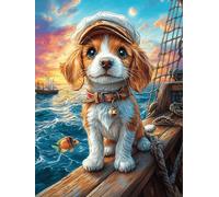 Cachorro de Spaniel en la Cubierta Rompecabezas 300 Piezas Cartón Resistente para Toda La Familia Dibujo Animado de Paisajes de Cuento de Hadas Diversión Familia Reducir Estrés Mejor Valorado Detalle