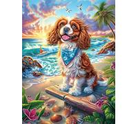 Cachorro de Spaniel en la Playa Tropical Puzzle 1000 Piezas Papel Mayores Cuento de Hadas de Animales y Plantas Alivio Ansiedad Actividad para La Mente Ocio Tranquilo En Casa Más Ven