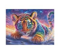 Cachorro de Tigre arcoíris bajo el Cielo Estrellado Puzzles 500 Piezas Moderno Creativo Rompecabezas Familiar para Adultos 3D Maquetas Construir Aliviar Estrés Decorativo 500 PCS