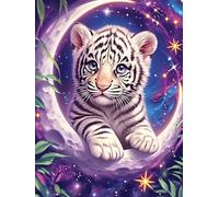 Cachorro de Tigre Blanco bajo Estrellas Puzzles 500 Piezas Maquetas 3D Construir Fauna Mascotas Rompecabezas Educativo para Familia Desafío Intelectual Decoración Hogar Moderno 500 PCS