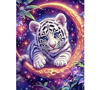 Cachorro de Tigre Blanco en Brillo mágico Puzzle 500 Piezas Desafío Intelectual 3D Animal Salvaje Mascota Rompecabezas para Hombres Y Mujeres Obra De Arte Colorido Decoración Hogar 500 PCS