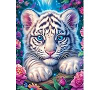 Cachorro de Tigre Blanco en Brillo mágico Puzzles 1000 Piezas Construir Maquetas Detalladas Animal Salvaje Mascota Rompecabezas para Adultos Desafío Intelectual Juguete Educativo 3D Moderno 1000 PCS
