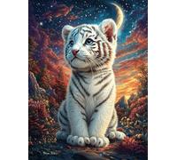 Cachorro de tigre blanco en el bosque mágico Puzzles 300 Piezas Construir Maquetas Detalladas Cuento de hadas acompañante adorable Rompecabezas Para Adultos Desafío Intelectual Juguete Educativo 3D Mo
