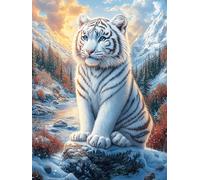 Cachorro de tigre blanco en el bosque mágico Puzzles 500 Piezas Estera Portátil Plegable Cuento de hadas acompañante adorable Rompecabezas Para Adultos Desafío Intelectual Aliviar Estrés Decoración Ho