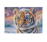 Cachorro de Tigre Blanco en el crepúsculo de Invierno Puzzles 300 Piezas Maquetas Educativas Avanzadas Desafío Intelectual para Familia DIY Creativo Construir Juguete Educativo 300 PCS