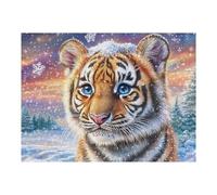 Cachorro de Tigre Blanco en el crepúsculo de Invierno Puzzles 500 Piezas Decorativo Coleccionable Obra De Arte Rompecabezas Familiar para Adultos Desafío Avanzado DIY Creativo 500 PCS
