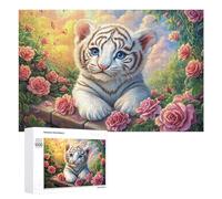 Cachorro de Tigre Blanco en Las Nubes sobre Las montañas Puzzle 1000 Piezas para Adolescentes 14+ Juego Educativo Pensamiento Crítico Regalo para Estudios 1000 PCS