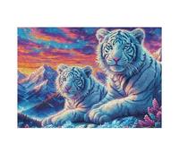 Cachorro de Tigre Blanco nevado Puzzle 300 Piezas Maquetas Construir 3D Rompecabezas Educativo para Familia Aliviar Estrés Estera Portátil Moderno 300 PCS