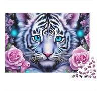 Cachorro de Tigre Blanco Puzzle 1000 Piezas - Arte Fotográfico HD, Experiencia Concentrada, Caja Regalo, 38x26cm/1000pcs