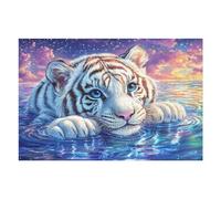 Cachorro de Tigre Blanco sobre el Agua Brillante Estrellada Puzzle 1000 Piezas 3D Creativo Detallado Rompecabezas para Hombres Y Mujeres Decoración Hogar Moderno Construir Maquetas 1000 PCS
