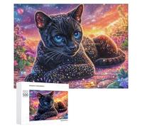 Cachorro de Tigre Brillante en la Pared de Piedra al Atardecer Puzzle 500 Piezas para Familia Noche De Puzzle Resolución De Problemas Regalo para Unión Familiar 500 PCS