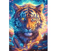 Cachorro de Tigre con Colores Cósmicos Rompecabezas 500 Piezas Cartón para Principiantes Mascota de Vida Silvestre Días Lluviosos Tiempo Libre En Casa para Reyes Magos Detalle De Cumpleaños 500 PCS