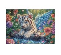 Cachorro de Tigre de alas de Rosa Puzzles 300 Piezas Construir DIY 3D Flora Rose Firmament Rompecabezas para Adultos Maquetas Educativas Aliviar Estrés Estera Portátil 300 PCS