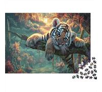 Cachorro de Tigre descansando en una Rama mossa Rompecabezas Vida Silvestre Puzzle 1000 Piezas Adultos - Regalo, Juego Familiar, Decoración del Hogar 52x38cm/1000pcs