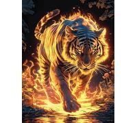 Cachorro de tigre en brillo ardiente mágico Puzzle 1000 Piezas Educativo Construir 3D Animal salvaje mascota Cute Rompecabezas Para Familia Maquetas Educativas Desafío Intelectual Decoración Hogar 100