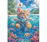 Cachorro de Tigre en Brillo mágico Puzzles 500 Piezas Maquetas 3D Construir Planta Silvestre Rompecabezas Educativo para Familia Desafío Intelectual Decoración Hogar Moderno 500 PCS