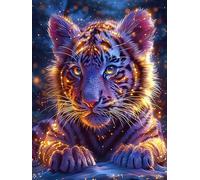 Cachorro de Tigre en el Bosque ardiente Puzzle 1000 Piezas Papel Adolescentes Actividad Familiar Educativa Mejora Coordinación Ojo-Mano Fiestas Navideñas 1000 PCS