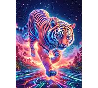 Cachorro de Tigre en un Brillo Mágico Ardiente Puzzle 300 Piezas Cartón Resistente Para Niños Mayores 14 Años Mascota de Vida Silvestre Cute Estimulación Cerebral Reunión Familiar Juegos Pieza Decorat