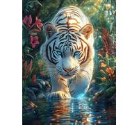Cachorro de tigre en un jardín florecido Rompecabezas 300 Piezas Cartón Resistente Para Mayores Sueño Mágico de Ciencia Ficción Desarrollo Lógica Entretenimiento Toda La Familia Decoración Salón Reyes