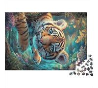 Cachorro de Tigre juguetón Colgando al revés Puzzle De 1000 Piezas para Adultos, Rompecabezas Regalo, Vida Silvestre 70x50cm/1000pcs