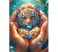 Cachorro de Tigre sostenido en Las Manos Rompecabezas 1000 Piezas Cartón para Adultos Y Adolescentes Vida Silvestre y Plantas Hobby Colección Toda La Familia Decoración Única Hogar 100