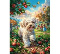 Cachorro de West Highland Terrier en huerto Puzzles 1000 Piezas Moderno Minimalista Rompecabezas Familiar para Adultos 3D Maquetas Construir Aliviar Estrés Decorativo 1000 PCS