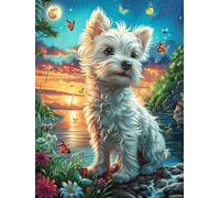Cachorro de Westie en el Bosque mágico Puzzle 500 Piezas Familiar Creativo Lindo Cuento de Hadas acompañante Rompecabezas 3D para Familia Juguete Educativo Construir Maquetas Aliviar Estrés 500 PCS